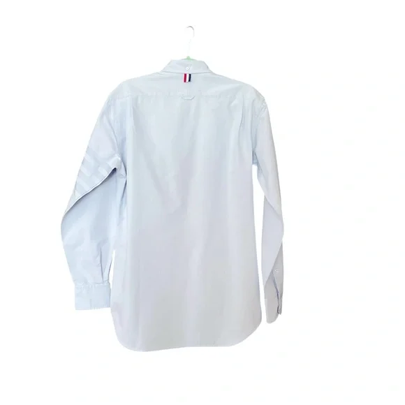 Thom Browne Oxford Classic Fit 4-Bar Stripe Blue Long Sleeve Shirt Size 4 US XL - Picture 2 of 9